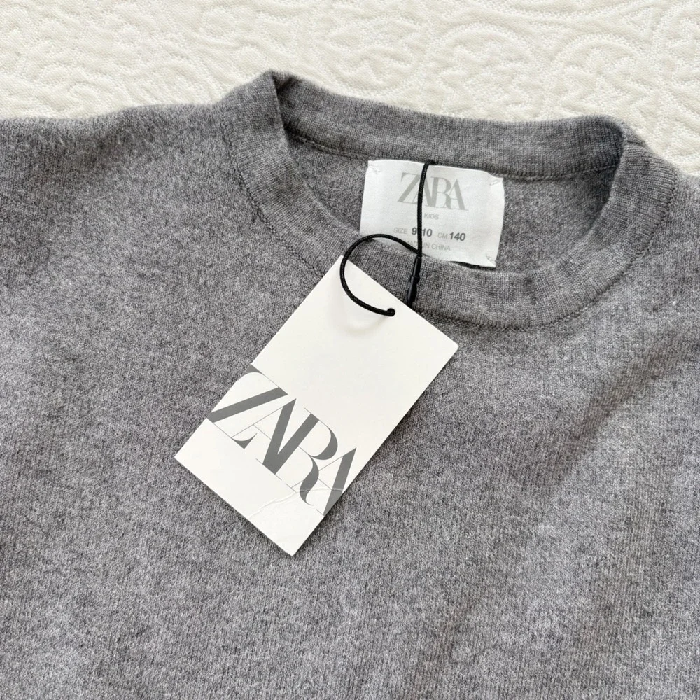 Zara Girls' Sleeveless Knit Pocket Poncho, Grey Sz 9-10